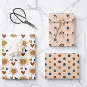Boho Baby Boy Pattern Geschenkpapier Set