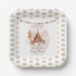 Boho Baby Boy Teepee and Toys Baby Shower Pappteller