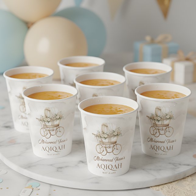 Boho Baby Carriage Aqiqah Unisex Muslim Neuborn Pappbecher (Von Creator hochgeladen)