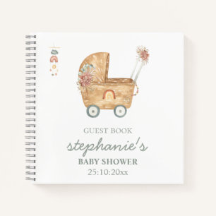 Boho Baby Carriage Baby Shower Gästebuch Notizbuch