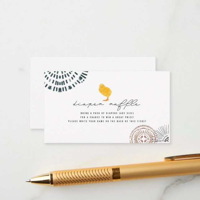 Boho Baby Chick Diaper Raffle Ticket Begleitkarte (Vorderseite/Rückseite Beispiel)