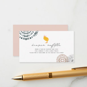 Boho Baby Chick Pink Diaper Raffle Begleitkarte