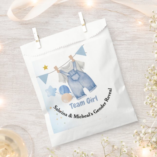 Boho Baby Clotheline Gender Reveal Team Girl Geschenktütchen (Ausgeschnitten)