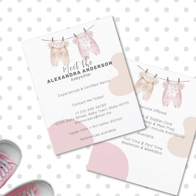 Boho Baby Cloud Watercolor Babysitter Service Flyer (Boho Baby Clothing Watercolor Babysitter Service Flyer)