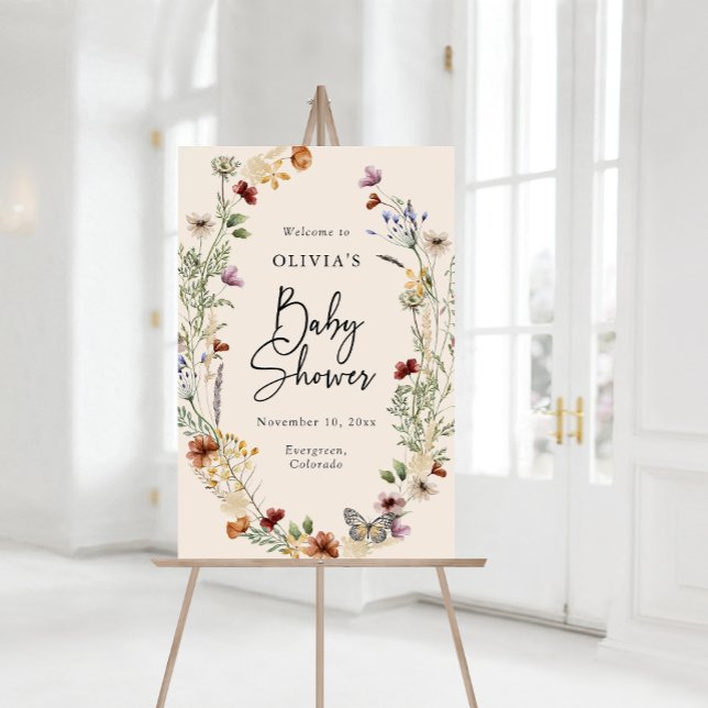 Boho Baby Dusche Akryllische Markierung Acrylschild (Boho Wildflowers Baby Shower Welcome Sign by Painted Paperie
)