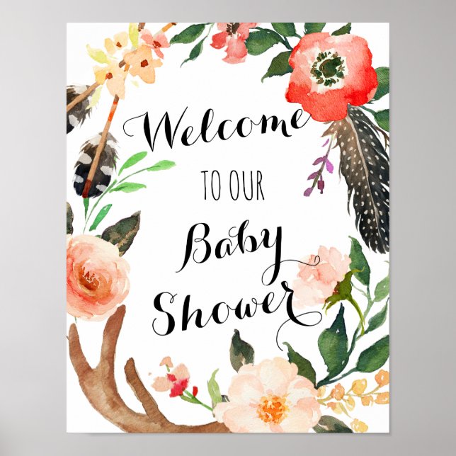 Boho Baby Dusche, Brautparty Poster, Banner Poster (Vorne)
