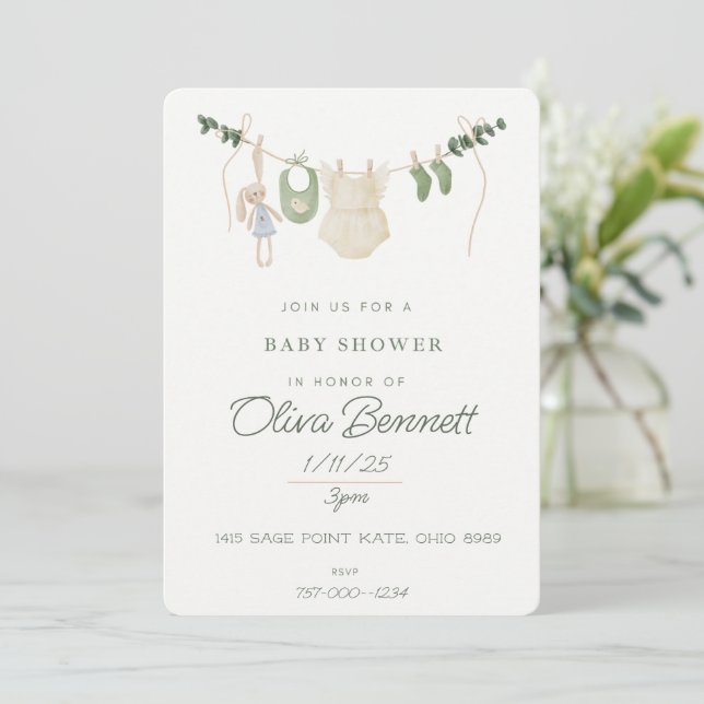 Boho Baby Dusche Einladung (Stehend Vorderseite)