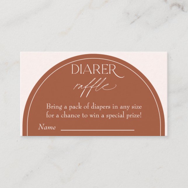 Boho Baby Duwer Diaper Raffle Begleitkarte (Vorderseite)