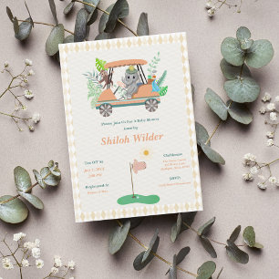 Boho-Baby-Elefant & Affe-Golf-Baby-Shower Einladung