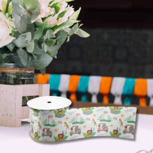 Boho-Baby-Elefant, Affe, Löwe Golf Baby Muster Satinband
