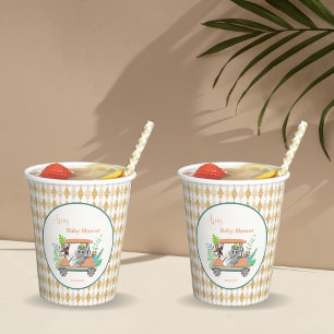 Boho-Baby-Elefant und Affe Golf Baby Shower Pappbecher