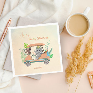 Boho-Baby-Elefant und Affe Golf Baby Shower Serviette