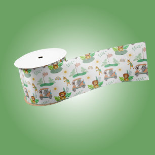 Boho Baby Elephant, Monkey, Lion Golf Baby Pattern Satinband