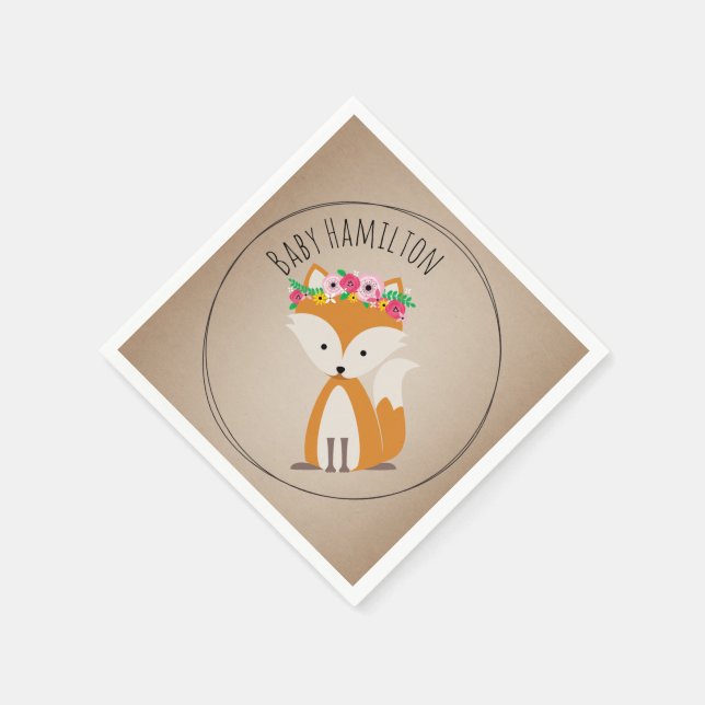 Boho Baby Fox Babydusche Napkins Serviette (Ecke)