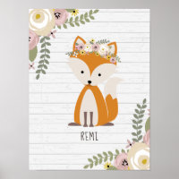 Boho Baby Fox Wood Personalisierte Kinderzimmer Ar
