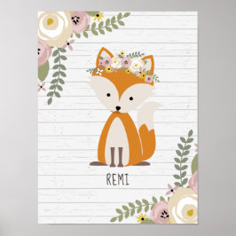 Boho Baby Fox Wood Personalisierte Kinderzimmer Ar Poster