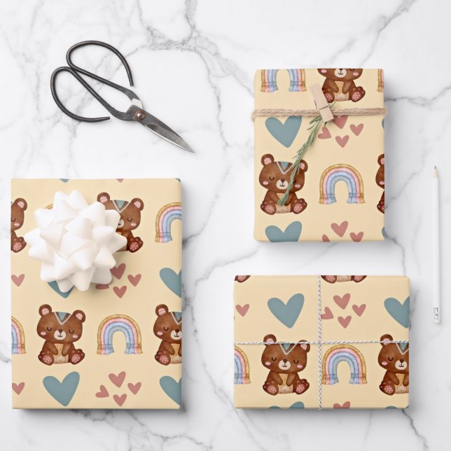 Boho Baby Geschenkpapier Set (Vorderseite)