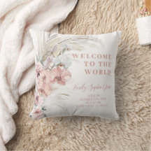 Boho Baby Girl Birth Stats Pillow