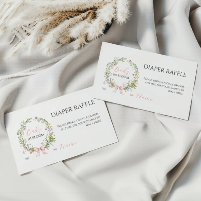 Boho Baby in Bloom Pink Bow Babydusche Windeln Begleitkarte (Von Creator hochgeladen)