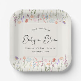 Boho Baby in Bloom Wildblume Cream Baby Dusche Pappteller