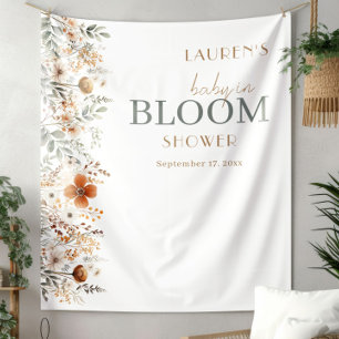 Boho-Baby-In-Bloom-Wildflower-Party-Hintergrund Wandteppich