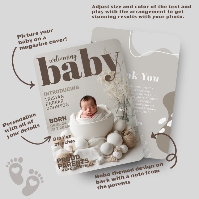 Boho Baby Magazine Birth Ankündigung (Von Creator hochgeladen)