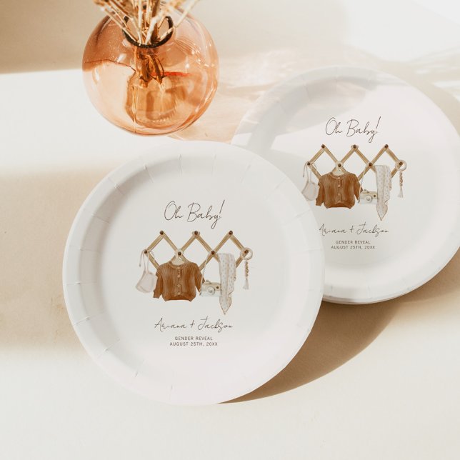 Boho Baby Neutral Dusche Einladung Pappteller (Von Creator hochgeladen)