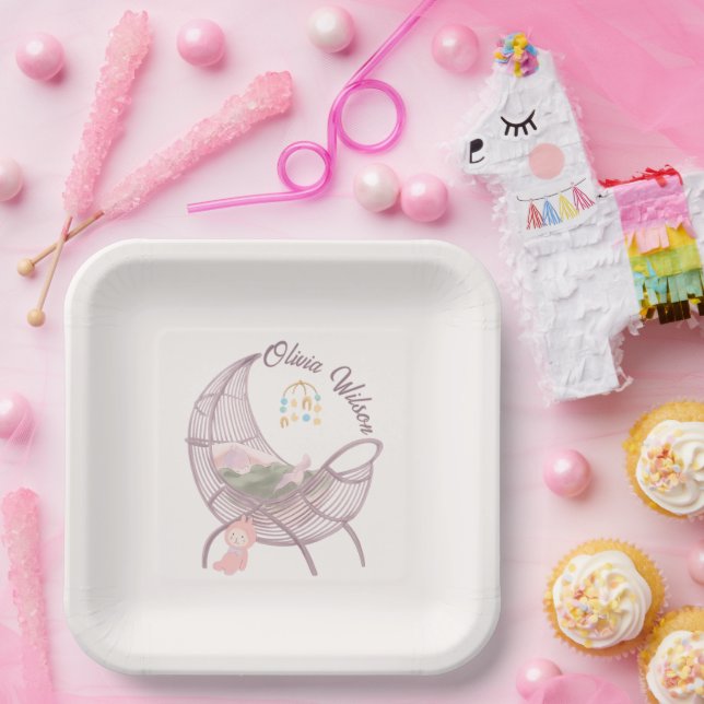 Boho-Baby-Party-Teller für Mädchen aus Papier Pappteller (Party)