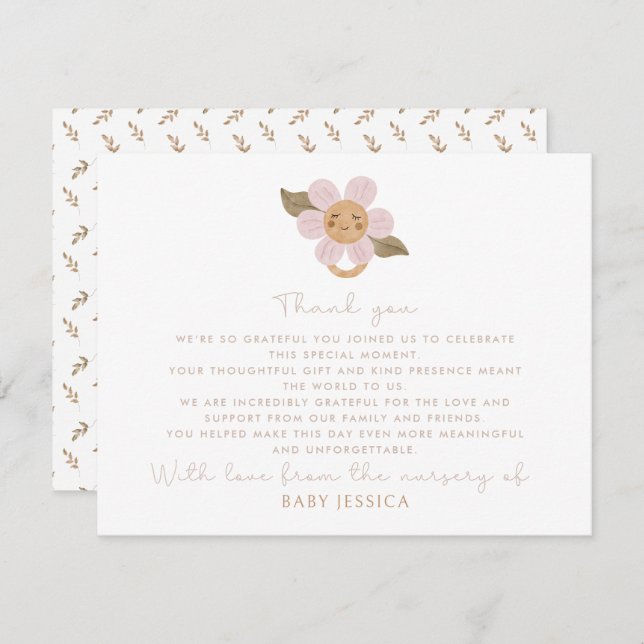 Boho Baby Showcard Dankeschön Karte - niedlich flo (Vorne/Hinten)