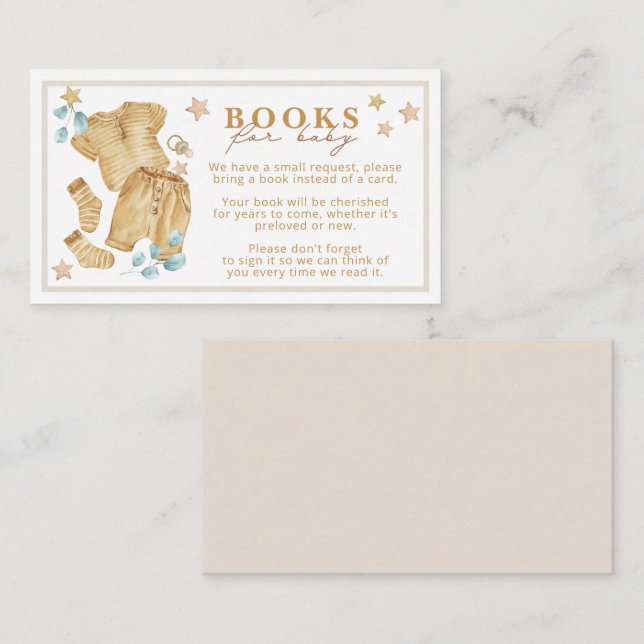 Boho Baby Shower Books for Baby | Aquarellbaby Begleitkarte (Vorne/Hinten)