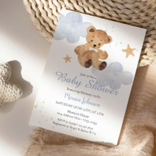 BOHO Baby Shower Boy   Bären und Wolken Einladung