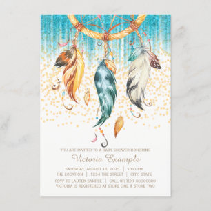 Boho Baby Shower Boy Girl Dream Catcher Einladung