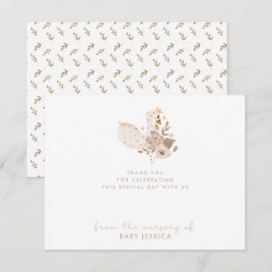 Boho Baby Shower Dankeschön Karte - Swan & Floral