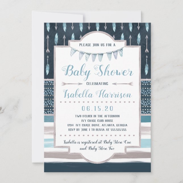 Boho Baby Shower Einladung (Vorderseite)