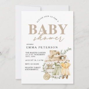 Boho Baby Shower Einladung, es ist ein Mädchen! Ei Einladung