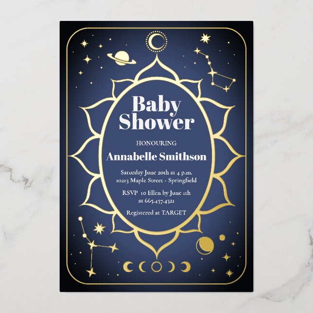 Boho Baby Shower Folieneinladung (Vorderseite)