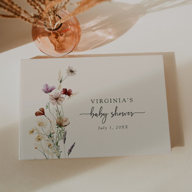 Boho Baby Shower Gästebuch (Boho Wildflower Baby Shower Guest Book by Painted Paperie
)