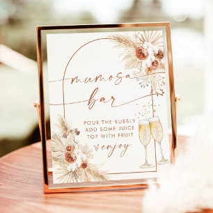 Boho Baby Shower Mimosa Mumosa Bar Sign Poster