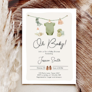 Boho Baby Shower Oh Baby Boy Kleidung Rustikal Einladung