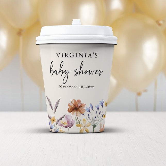 Boho Baby Shower Pappbecher (Boho Floral Baby Shower Paper Cups by Painted Paperie
)