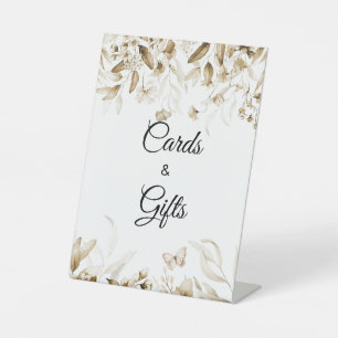 Boho-Baby-Shower-Sepia-Blumenkarte & Geschenke Sockelschild