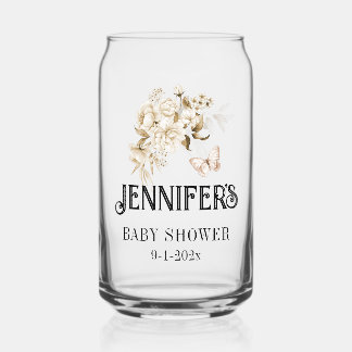 Boho-Baby-Shower-Sepia-Blumenstrauß werdende Mutte Dosenglas