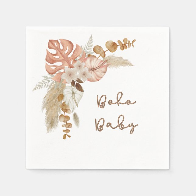 Boho Baby Shower Themed Napkins Serviette (Vorderseite)