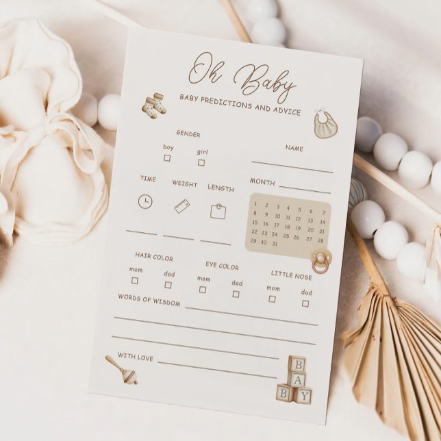 Boho-Baby-Shower-Vorhersagen und Ratschläge Karte (Von Creator hochgeladen)