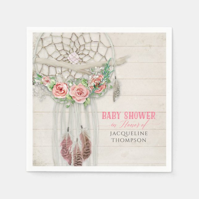 BOHO Baby Showfeathers Dream Catcher Macrame Serviette (Vorderseite)