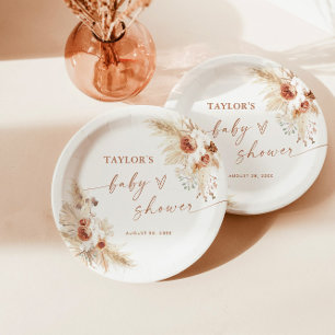 Boho Baby Showpaper-Teller   Modernes Blumenzeital Pappteller