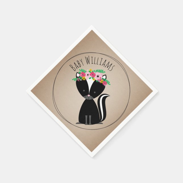 Boho Baby Skunk Baby Dusche Napkins Serviette (Ecke)