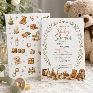 Boho-Baby-Spielzeug-Einladung zum Babyshower Einladung
