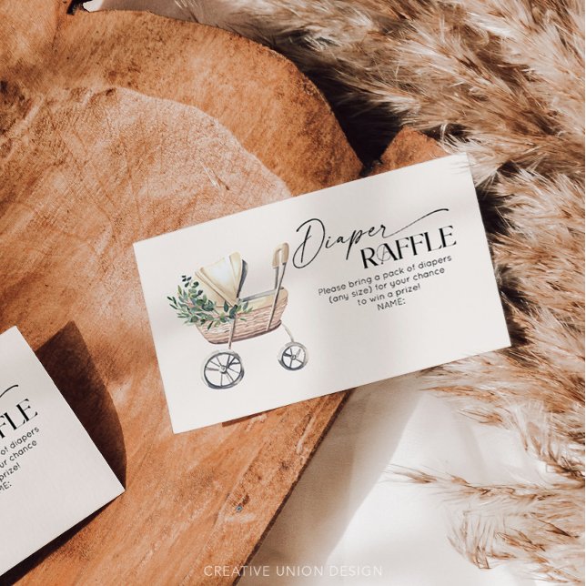 Boho Baby Stroller Gender Neutral Diaper Raffle Begleitkarte (Diaper Raffle Cards)
