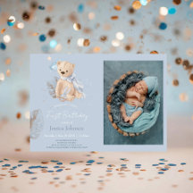 Boho Baby Teddy Bär Geburtstagseinladung